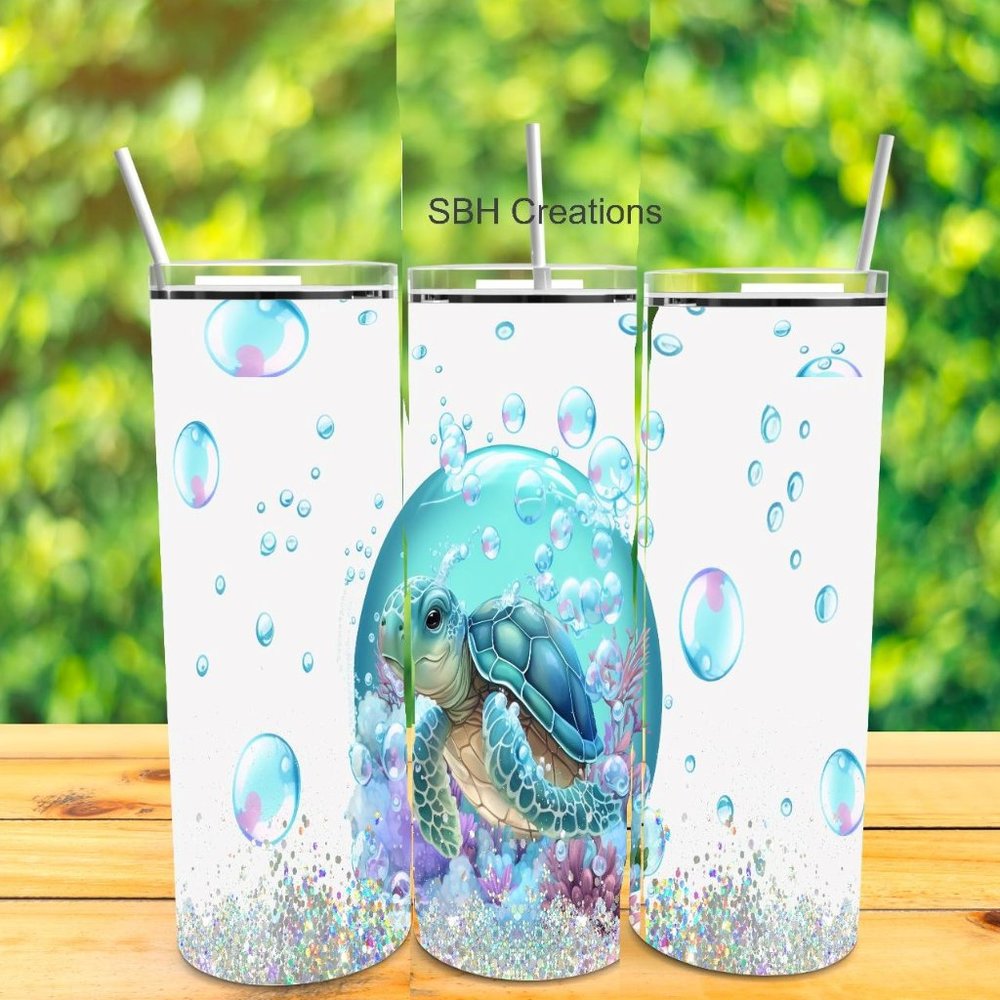 Turtle swimming 20 oz Tumbler (name can be added )